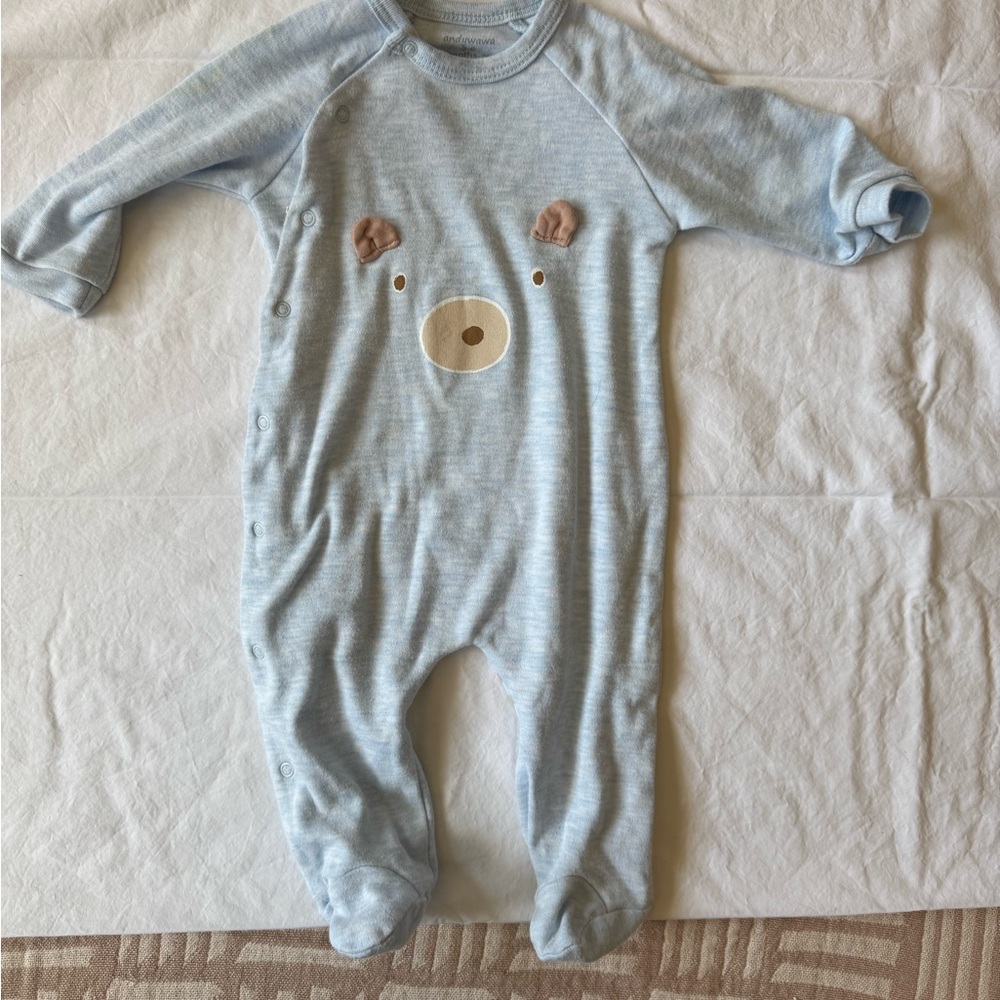 Andywawa Baby Blue Bear 3-6 Onesie